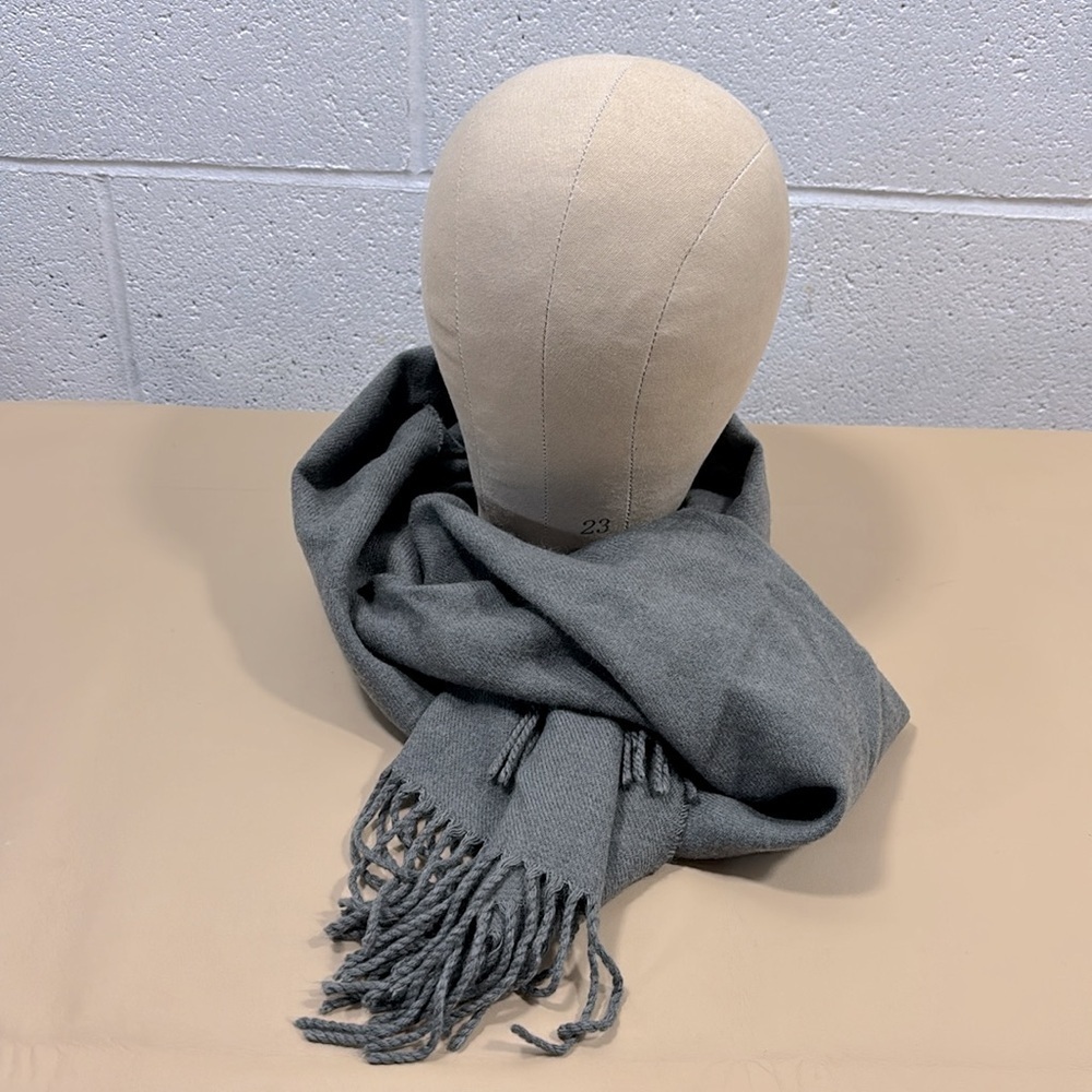 Gray Fringe Scarf by indigo​​​​